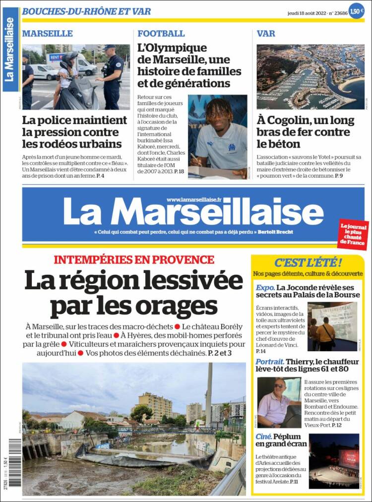 Portada de La Marseillaise (Francia)