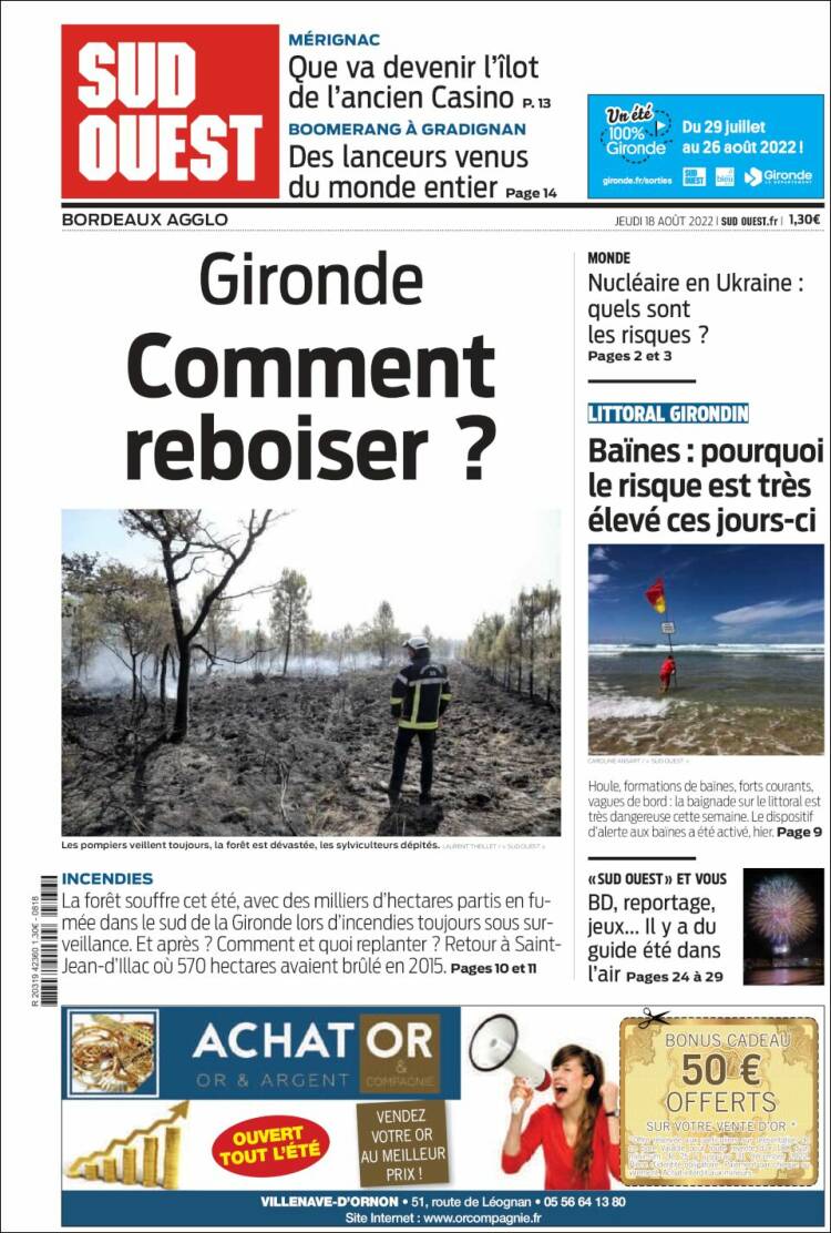 Portada de Sud Ouest (Francia)