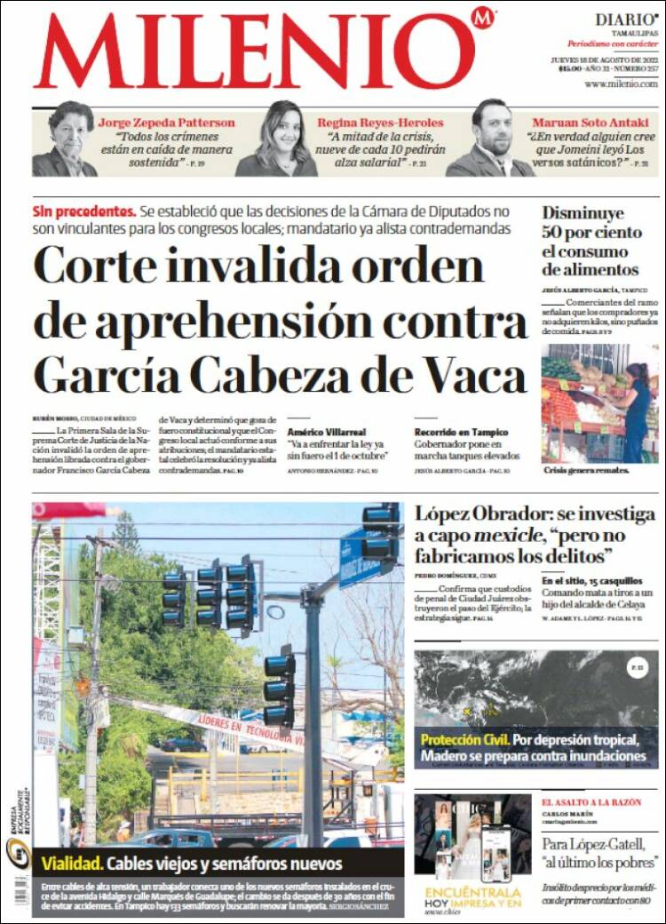 Portada de Milenio - Tamaulipas (M&eacute;xico)