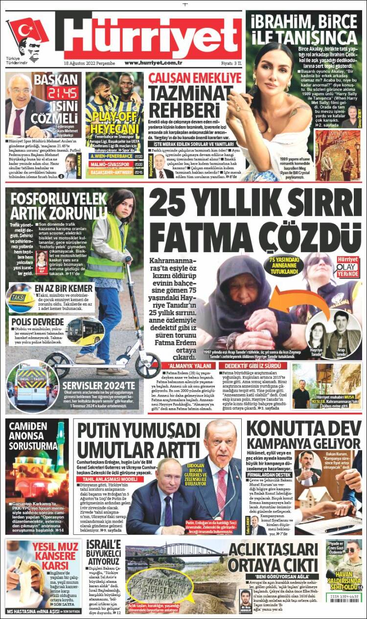 Portada de Hürriyet (Turqu&iacute;a)