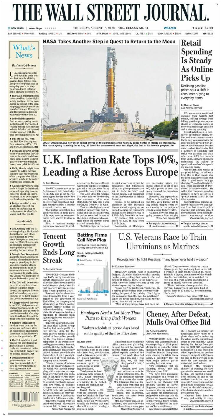 Portada de Wall Street Journal (USA)