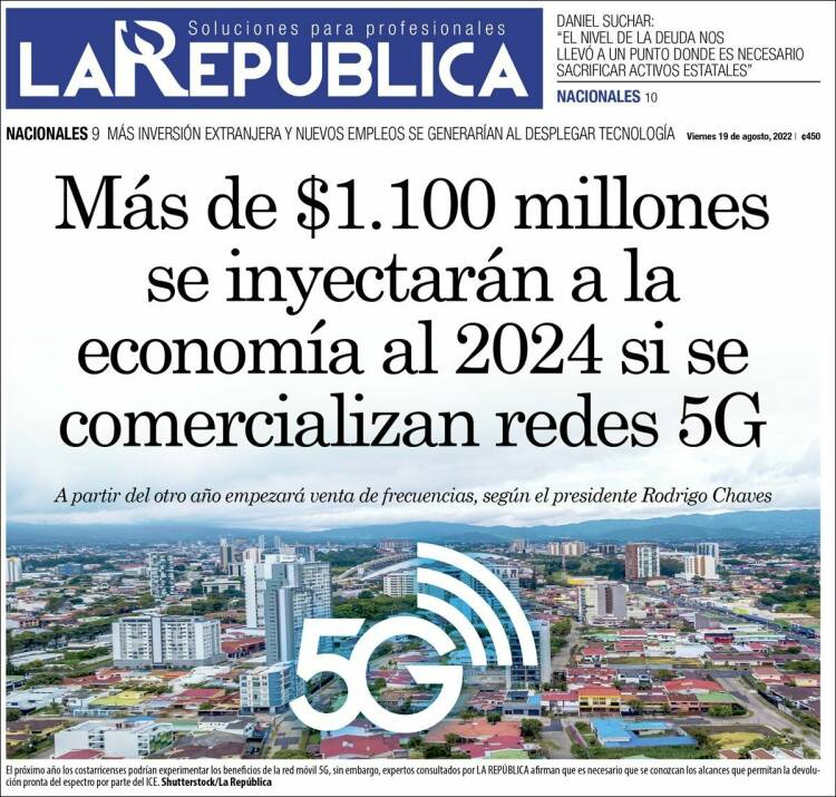 Portada de La República (Costa Rica)