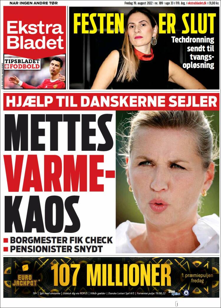 Portada de Ekstra Bladet (Dinamarca)