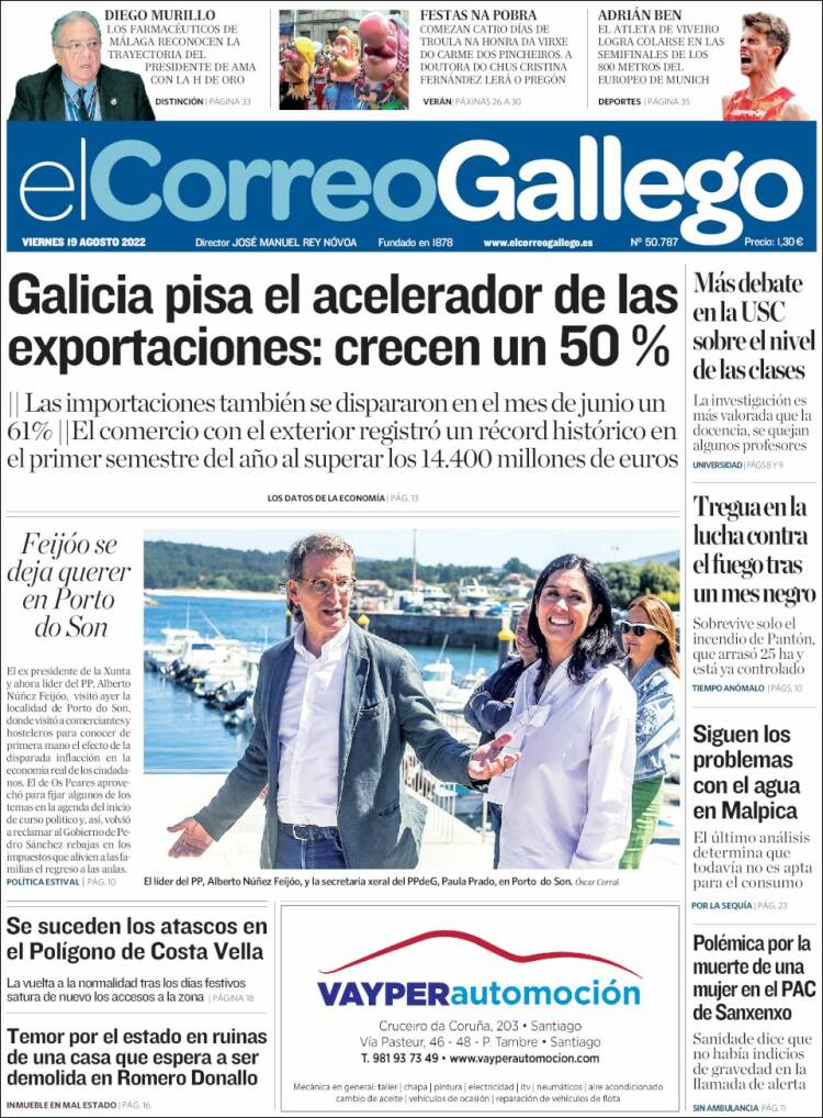 Portada de El Correo Gallego (España)