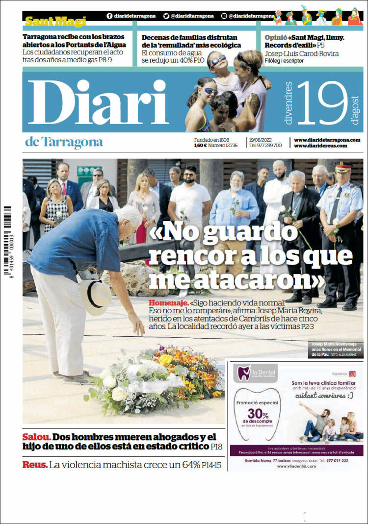 Portada de Diari de Tarragona (España)