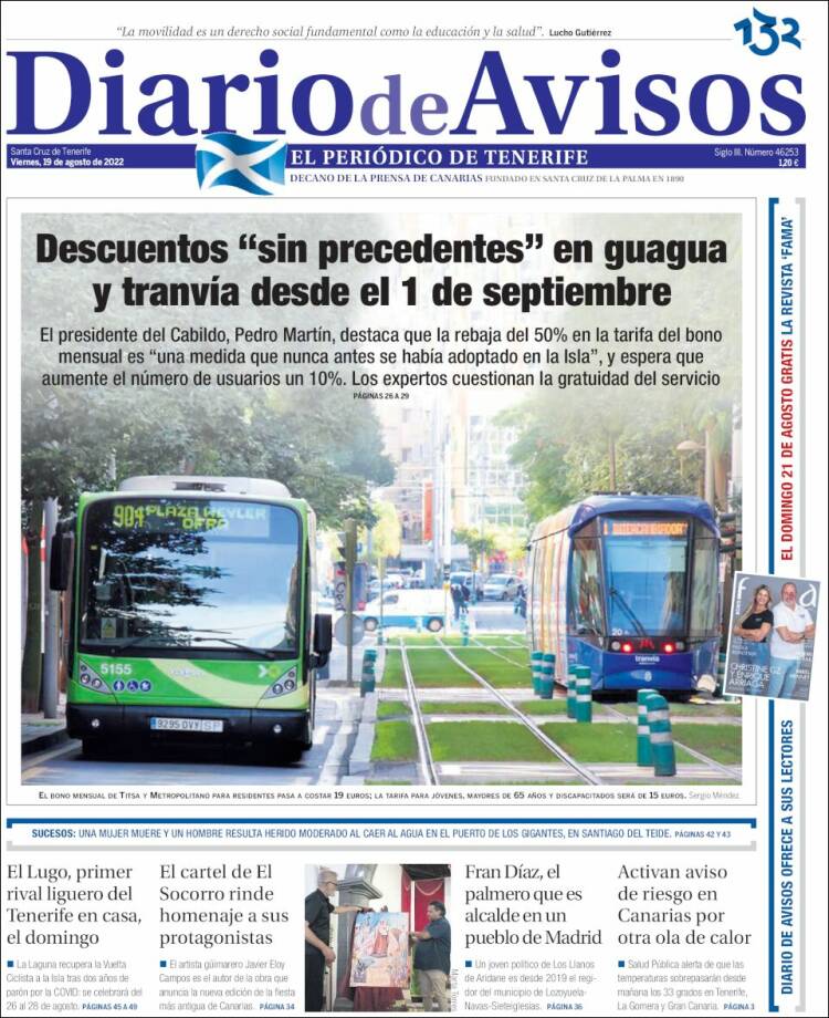 Portada de Diarios de Avisos (España)