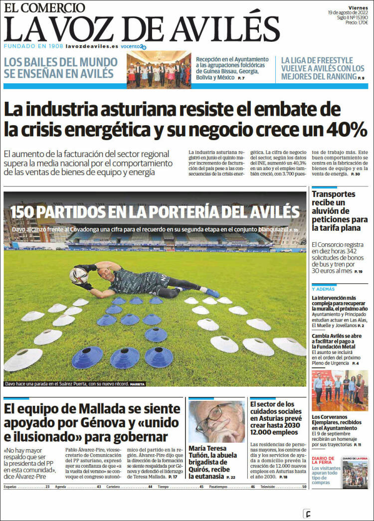 Portada de El Comercio - Avilés (España)