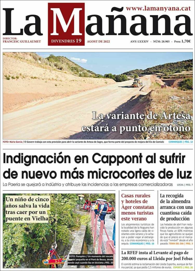 Portada de La Mañana - Diari de Ponent (España)