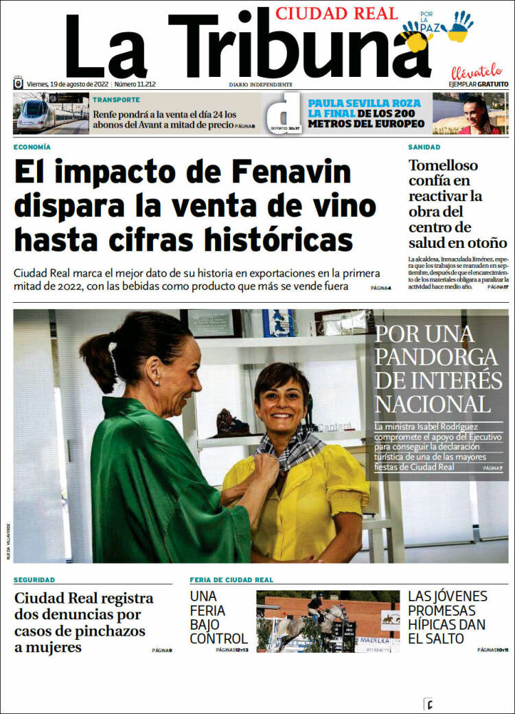 Portada de La Tribuna de Ciudad Real (España)