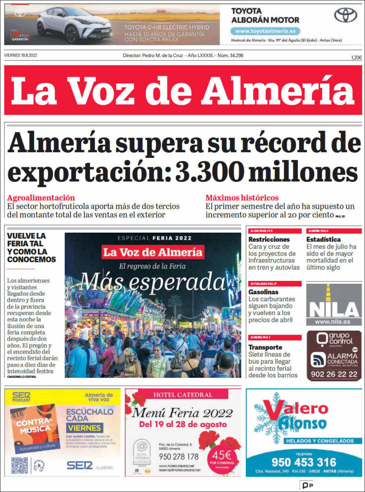 Portada de La Voz de Almería (España)