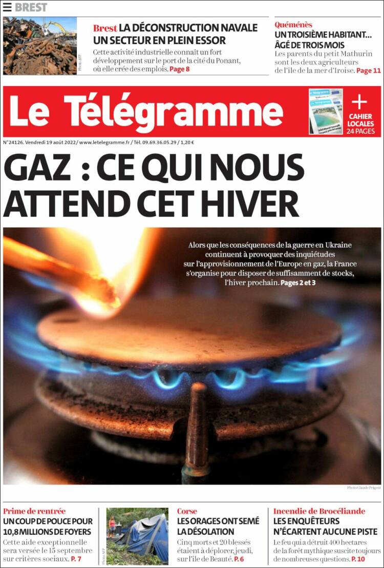 Portada de Télégramme (Francia)