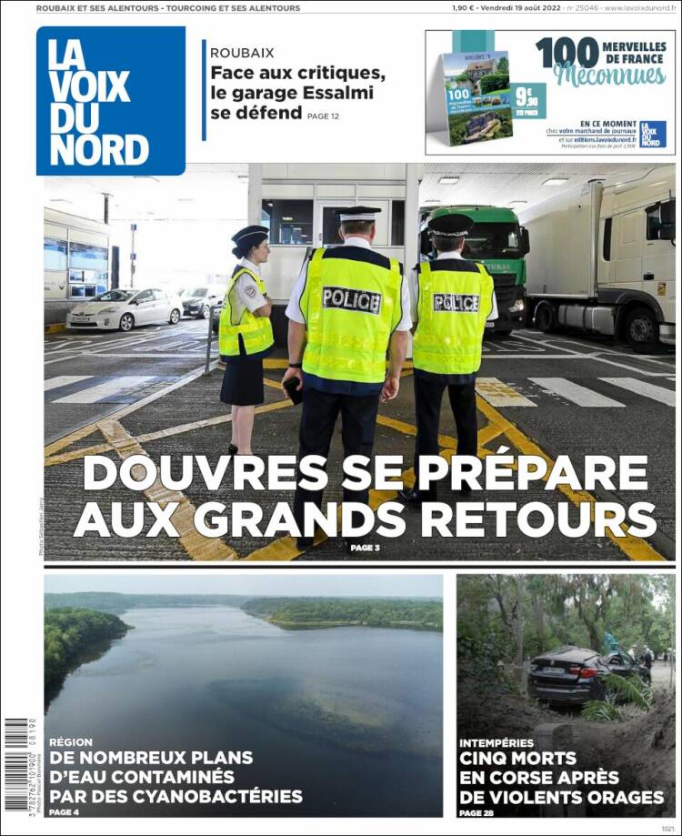 Portada de La Voix du Nord (Francia)