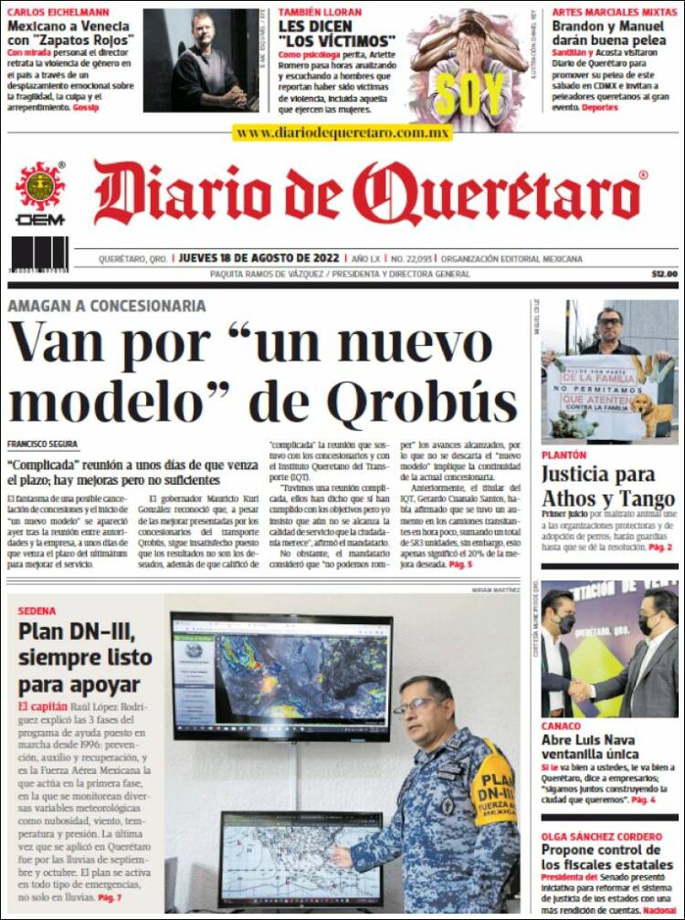 Portada de Diario de Querétaro (M&eacute;xico)