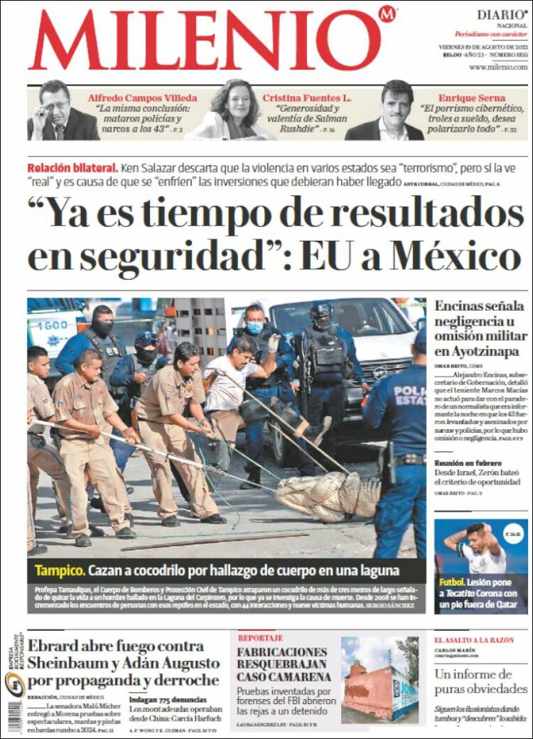 Portada de Milenio (M&eacute;xico)