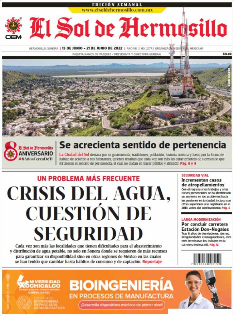 Portada de El Sol de Hermosillo (M&eacute;xico)