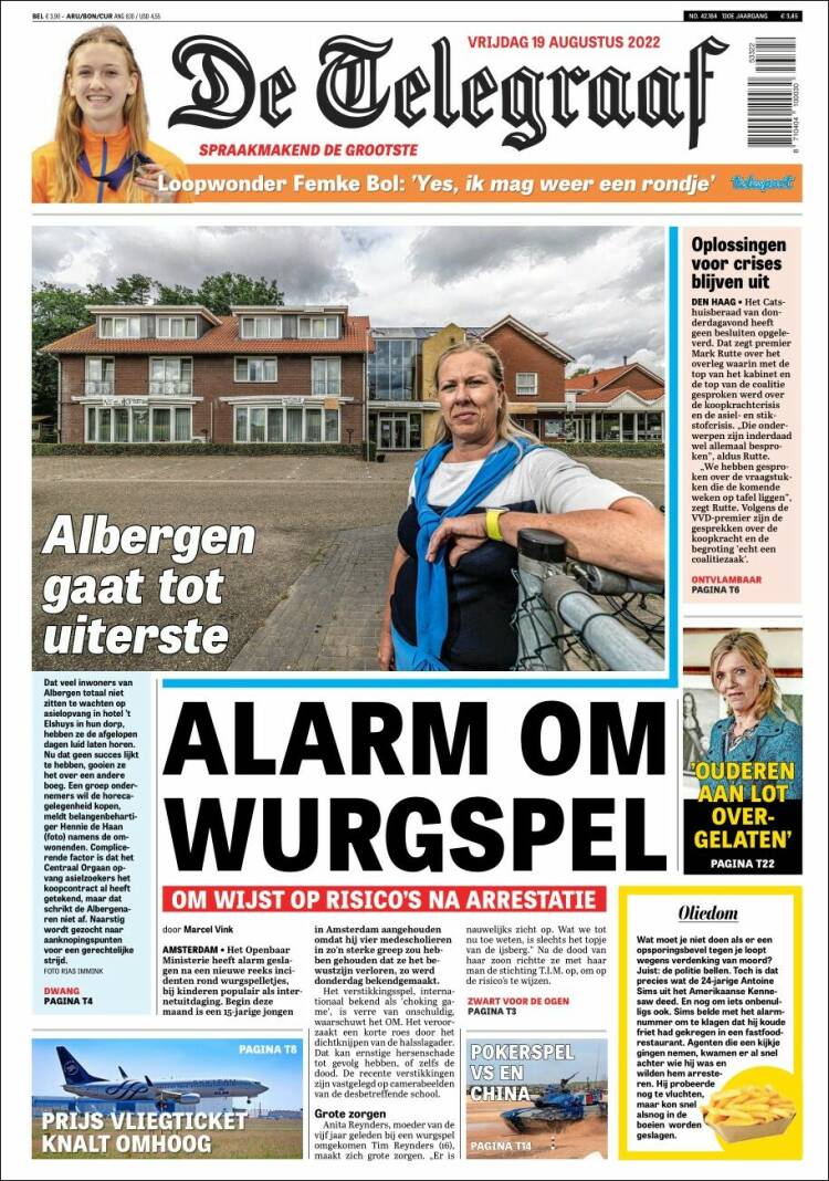 Portada de De Telegraaf (Pa&iacute;ses Bajos)