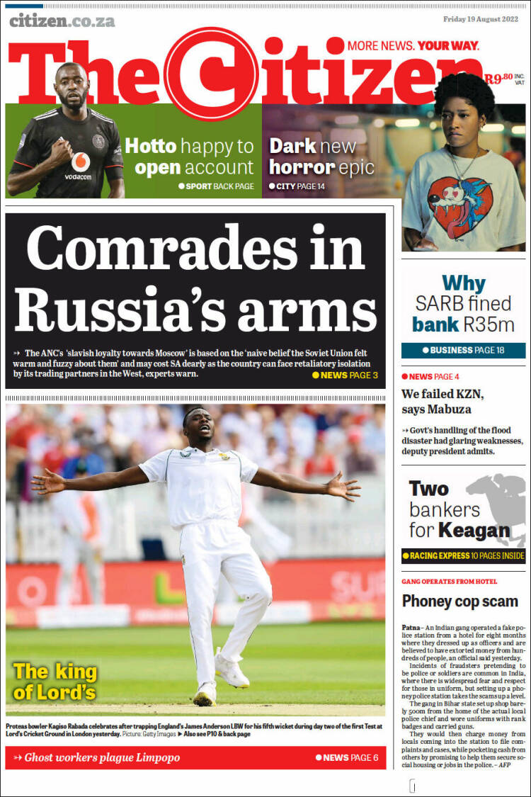 Portada de The Citizen (Sud&aacute;frica)