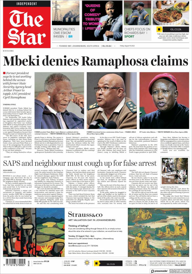 Portada de The Star (Sud&aacute;frica)