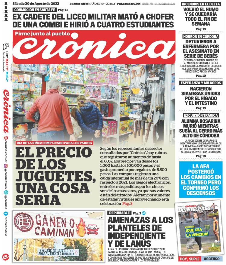 Portada de Crónica (Argentina)