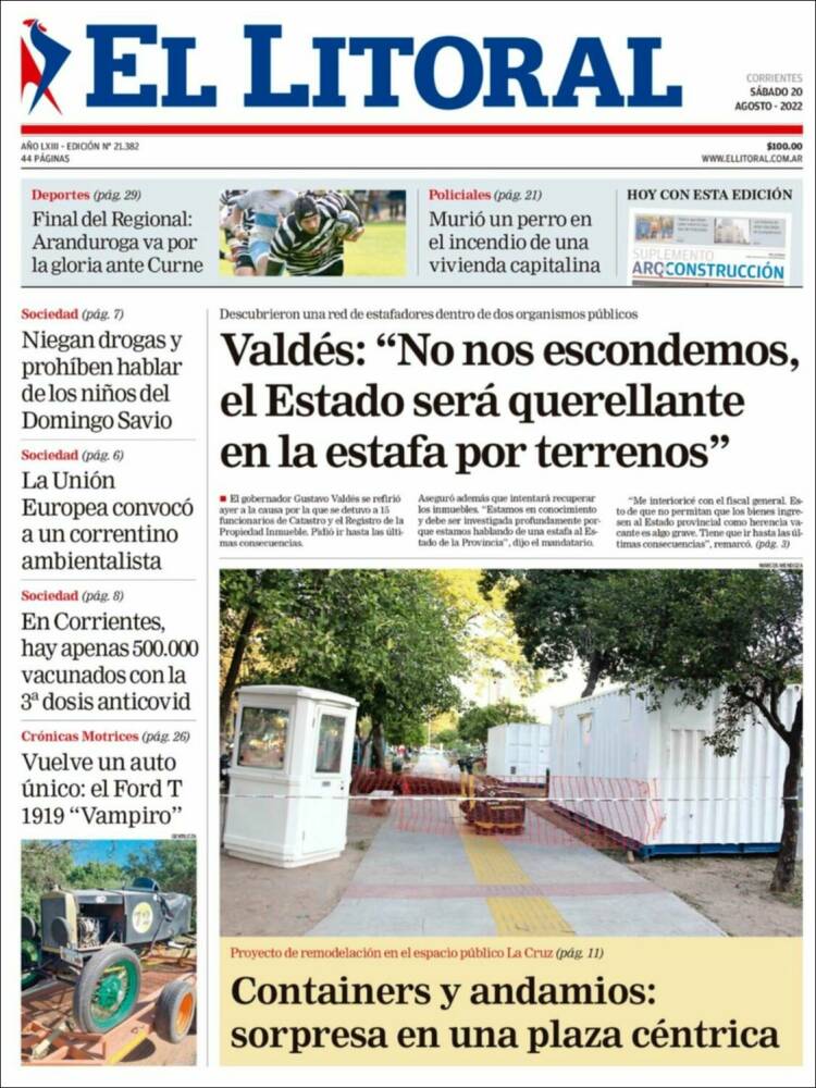 Portada de El Litoral Corrientes (Argentina)