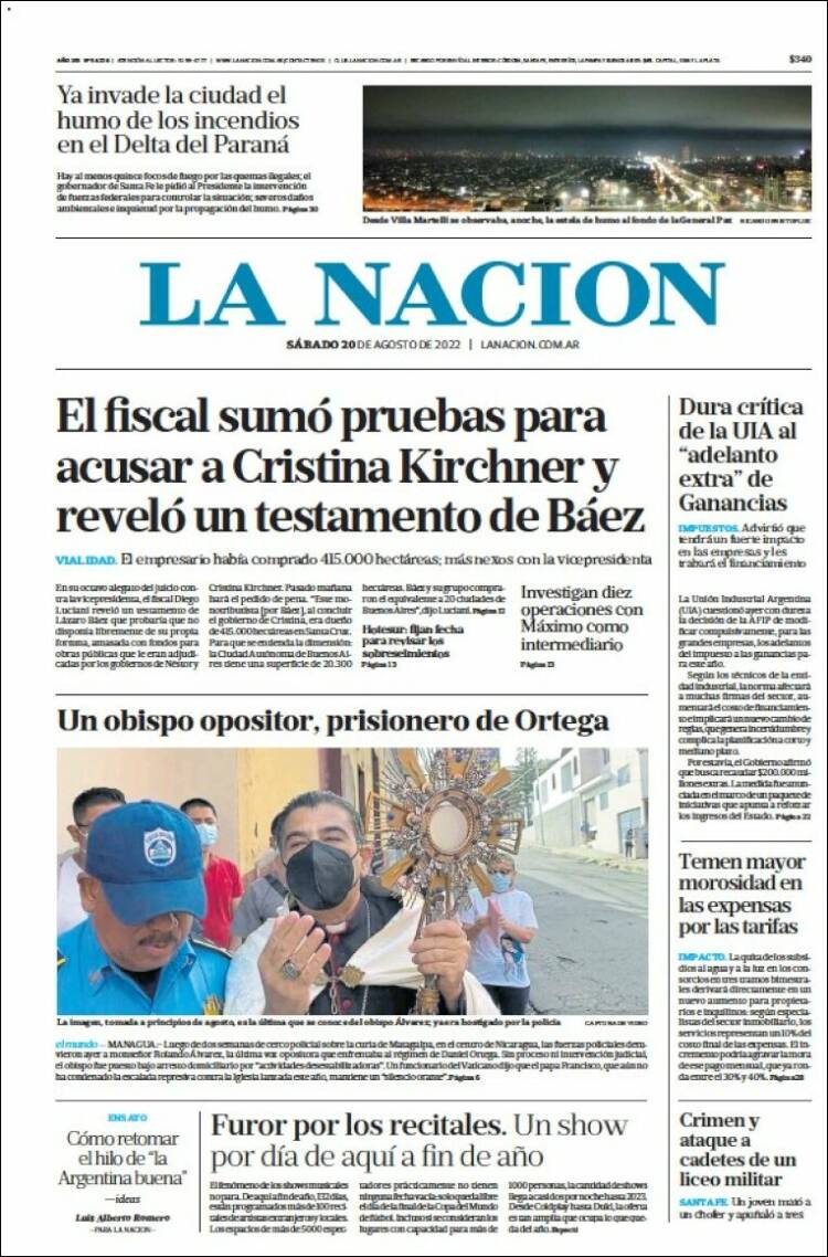 Portada de La Nación (Argentina)
