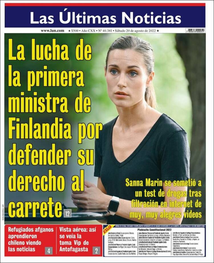Portada de Las Últimas Noticias (Chile)