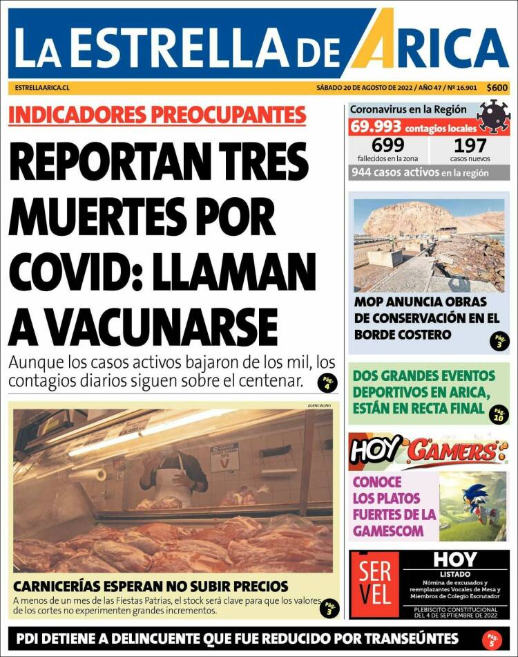 Portada de La Estrella de Arica (Chile)