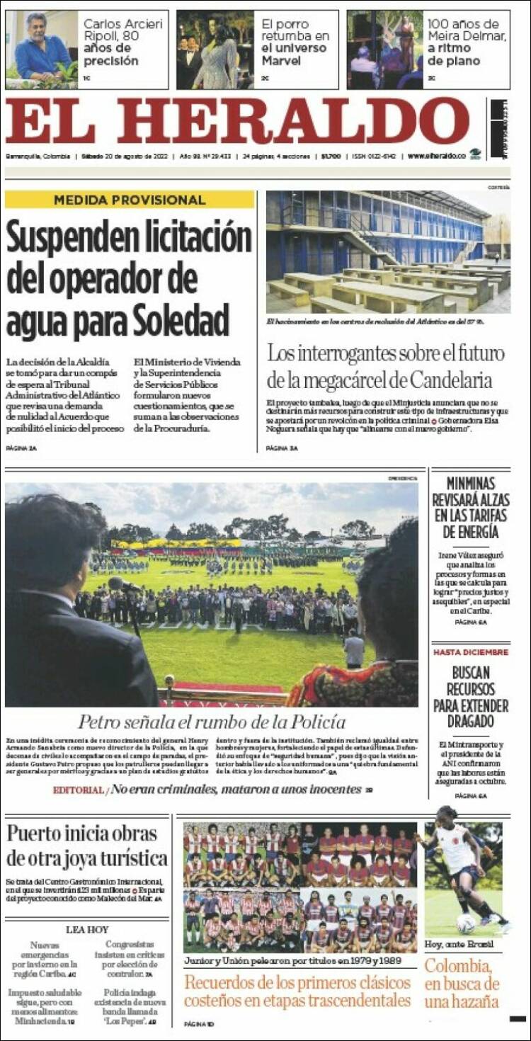 Portada de El Heraldo (Colombia)
