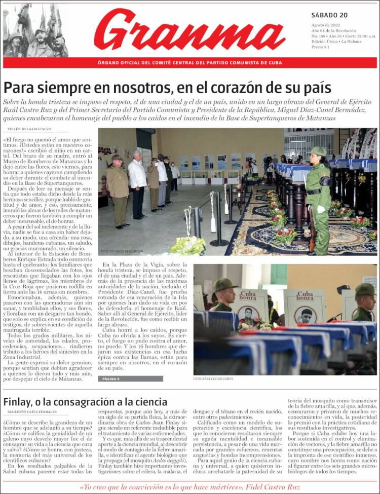 Portada de Granma (Cuba)