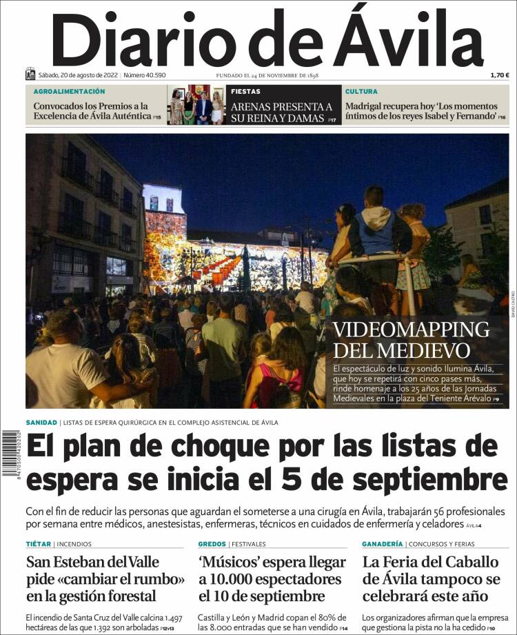 Portada de Diario de Ávila (España)