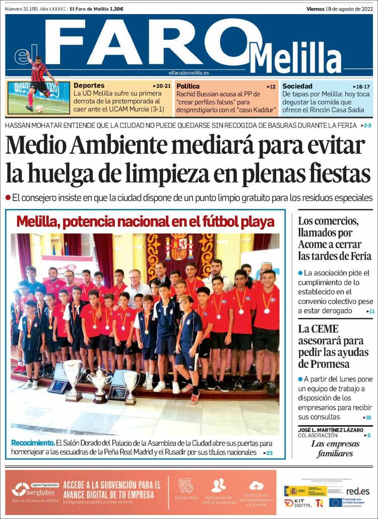 Portada de El Faro de Melilla (Espagne)