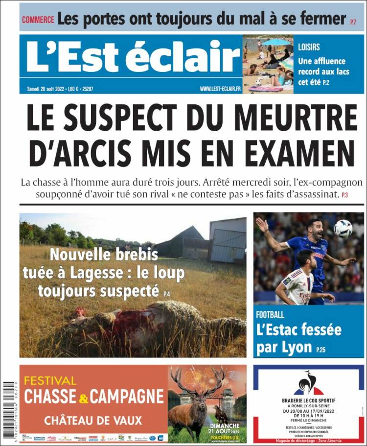 Portada de L'Est Eclair (Francia)