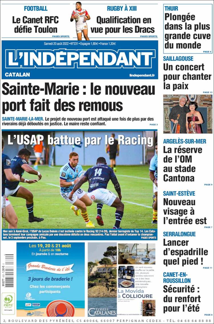 Portada de Le Indépendant (Francia)
