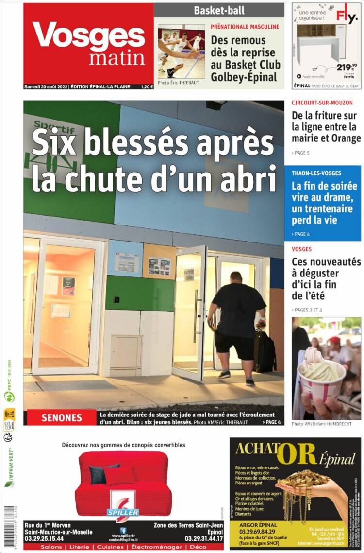 Portada de Vosges Matin (Francia)