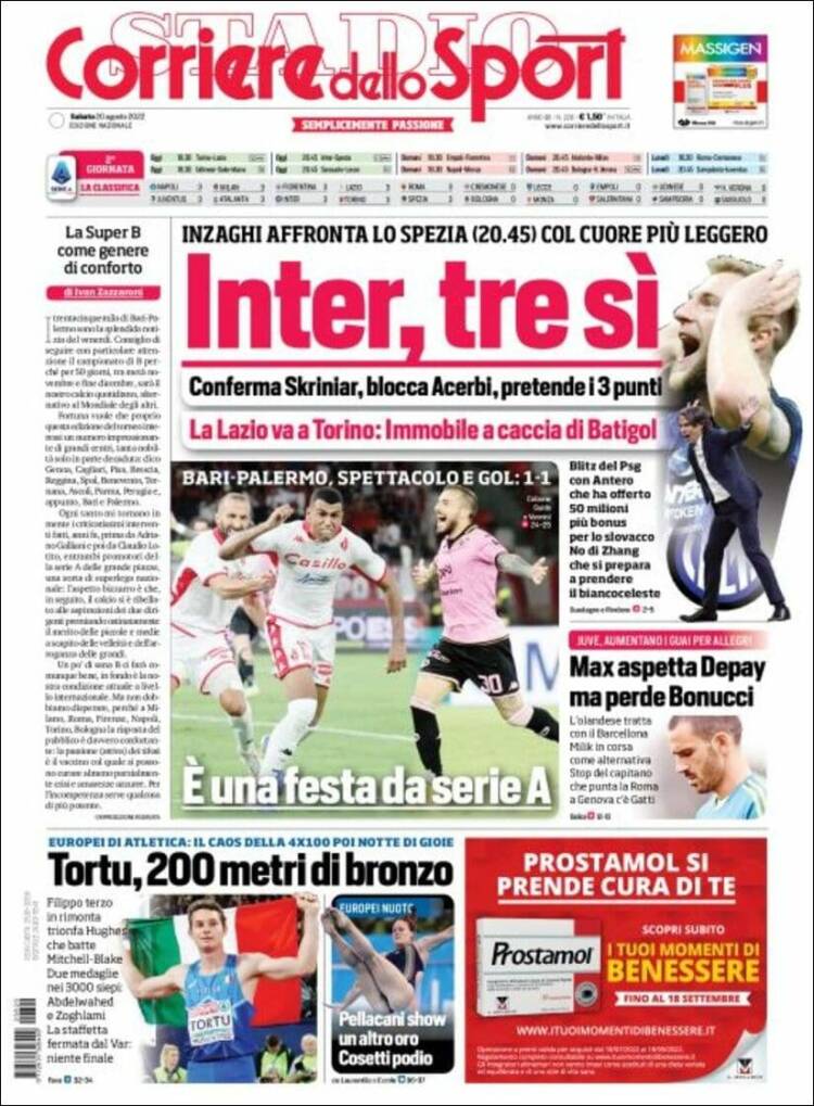 Portada de Corriere dello Sport (Italia)