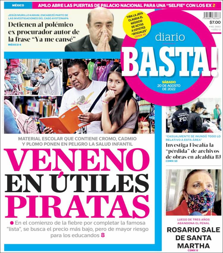 Portada de Diario Basta (México)