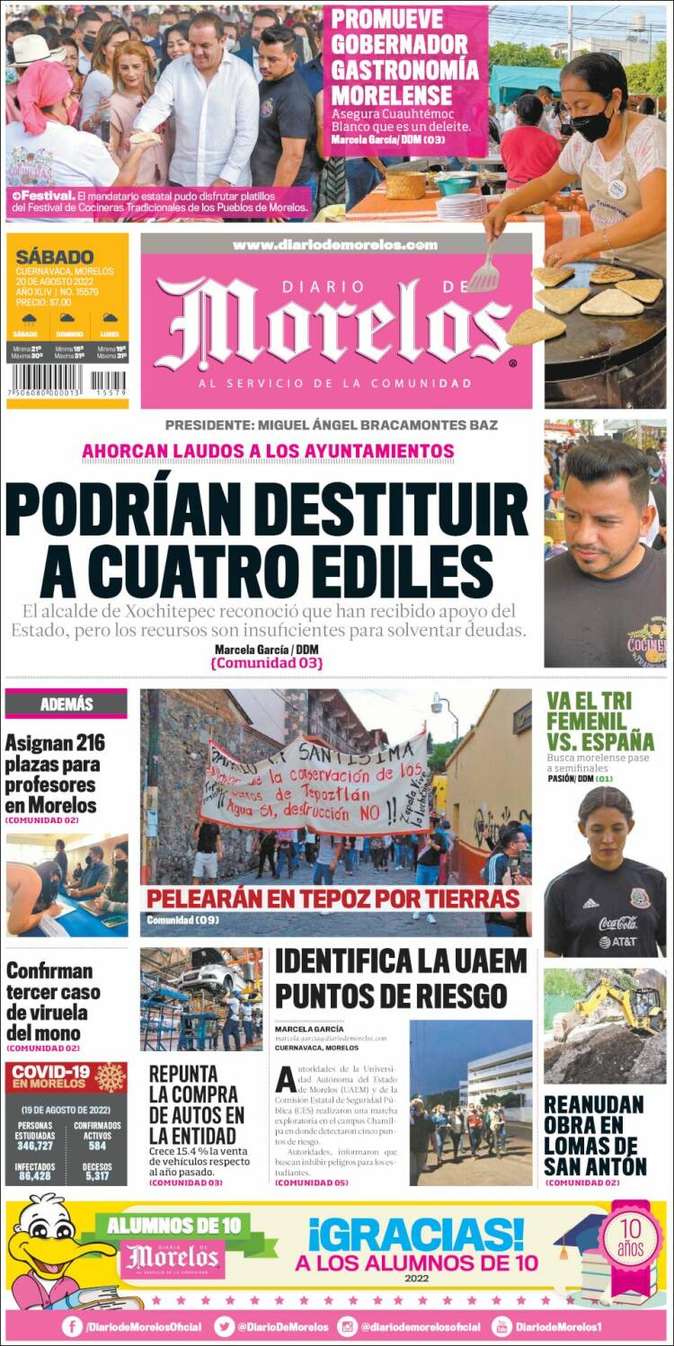 Portada de Diario de Morelos (México)