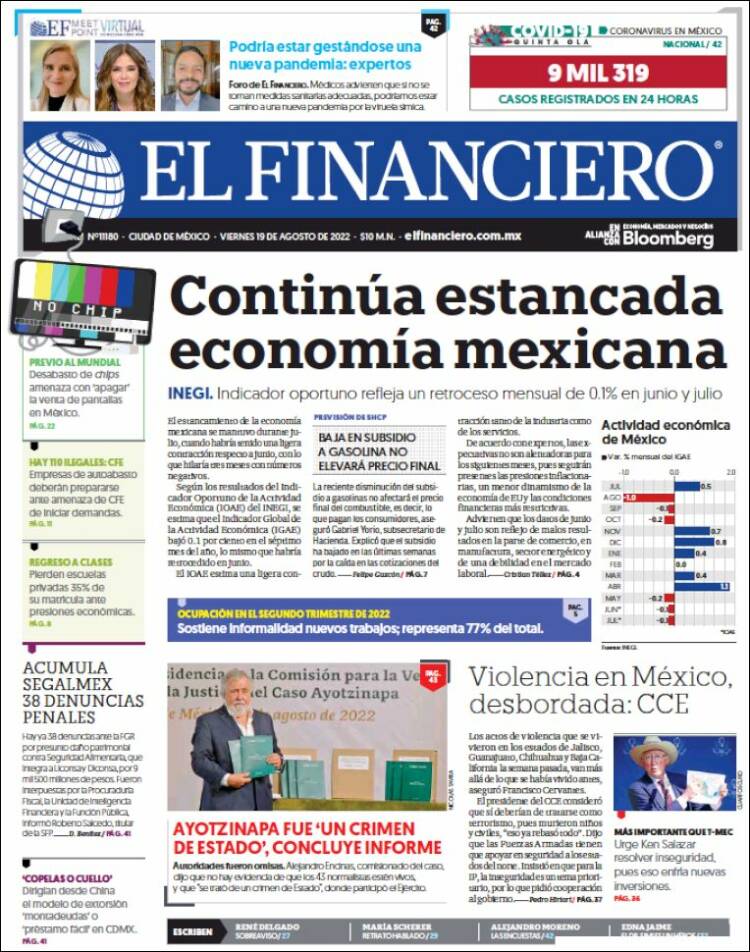 Portada de El Financiero (México)