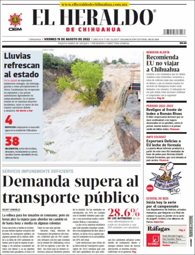 Portada de El Heraldo de Chihuahua (México)