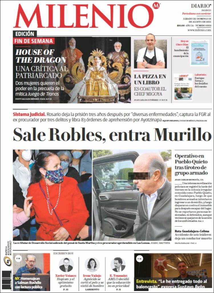 Portada de Milenio - Jalisco (México)