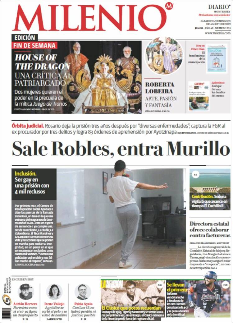 Portada de Milenio de Monterrey (México)