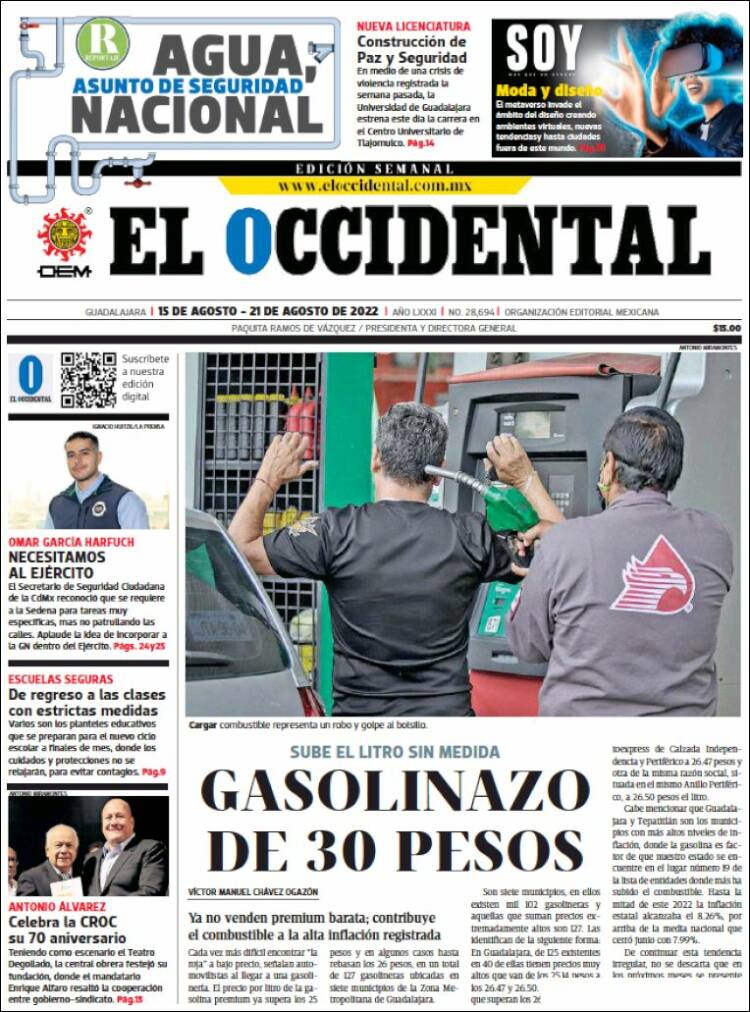 Portada de El Occidental (México)