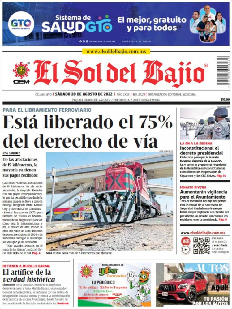 Portada de El Sol del Bajio (México)