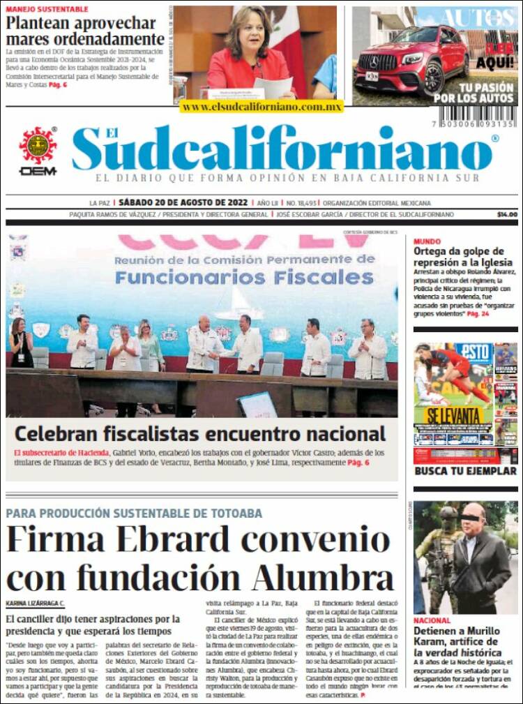 Portada de El Sudcaliforniano (México)