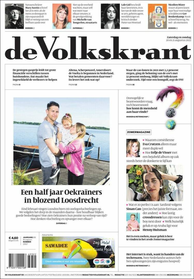 Portada de De Volkskrant (Pa&iacute;ses Bajos)