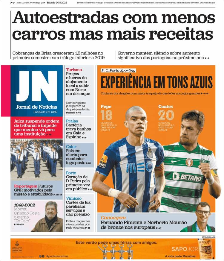 Portada de Jornal de Notícias (Portugal)