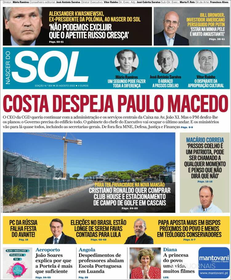 Portada de Jornal Sol (Portugal)