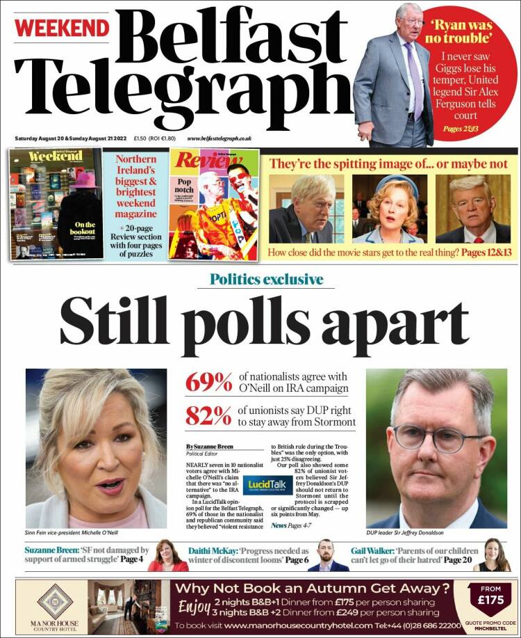 Portada de Belfast Telegraph (Reino Unido)