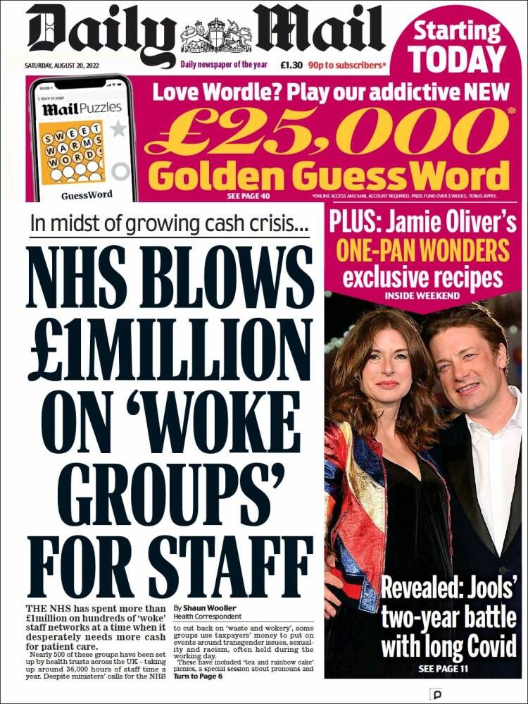 Portada de Daily Mail (Reino Unido)