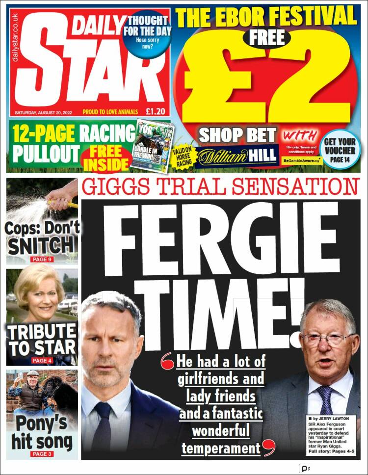 Portada de Daily Star (Reino Unido)